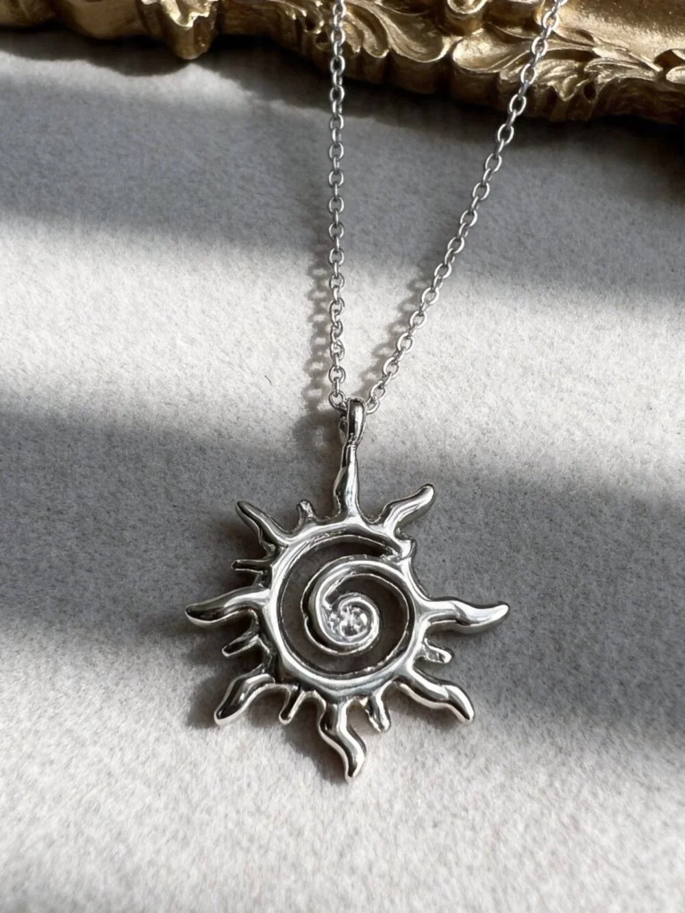 Sun Spiral Pendant Necklace Stainless Steel - Picture 1 of 13